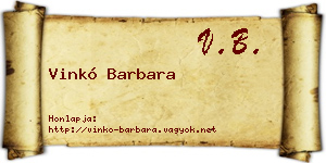Vinkó Barbara névjegykártya